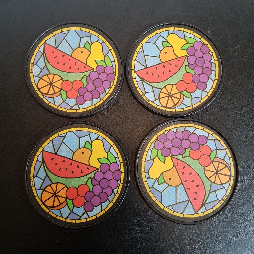 3 for $20 - Cute 90s Plastic Fruit Coasters
